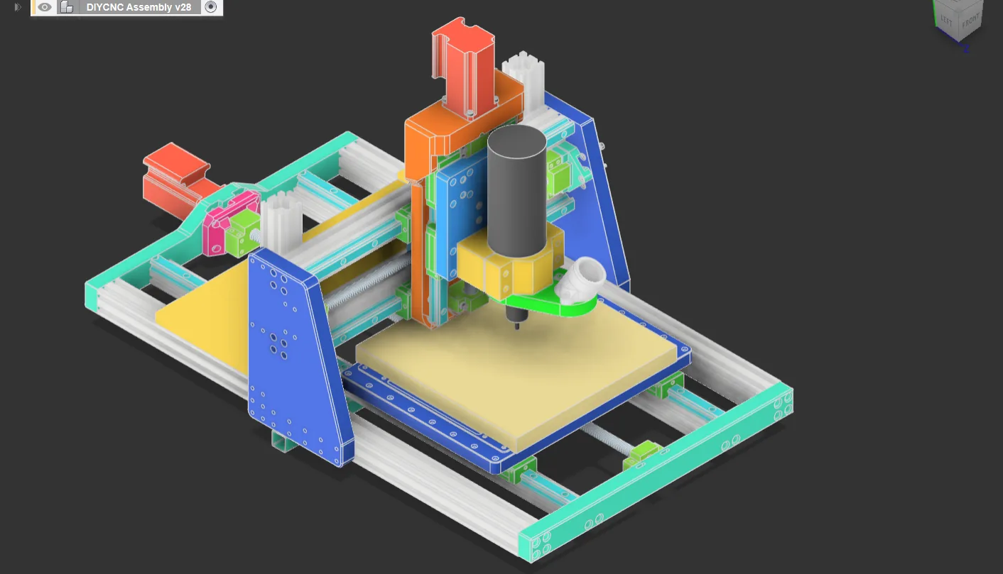 Fusion 360 assembly rendering of the desktop CNC mill
