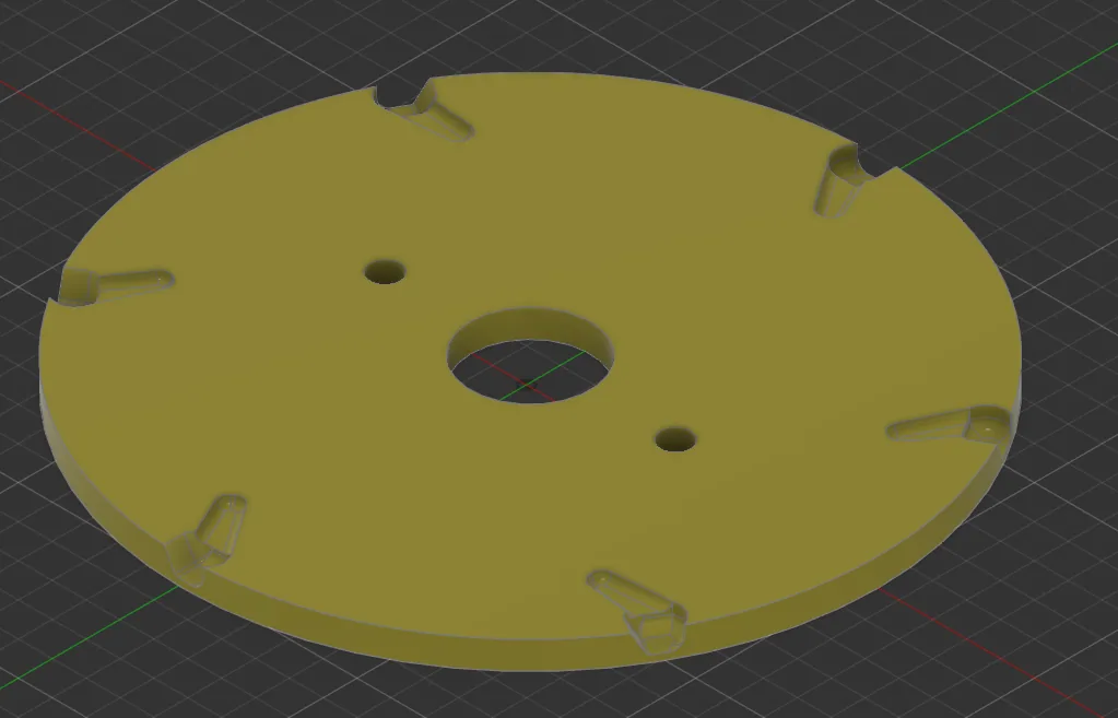 Fusion 360 model of the six-slot corn seed meter disc