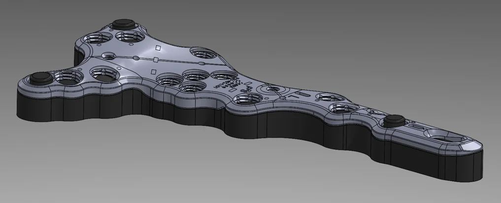 SolidWorks model of a plate seated in a generated inspection gauge block